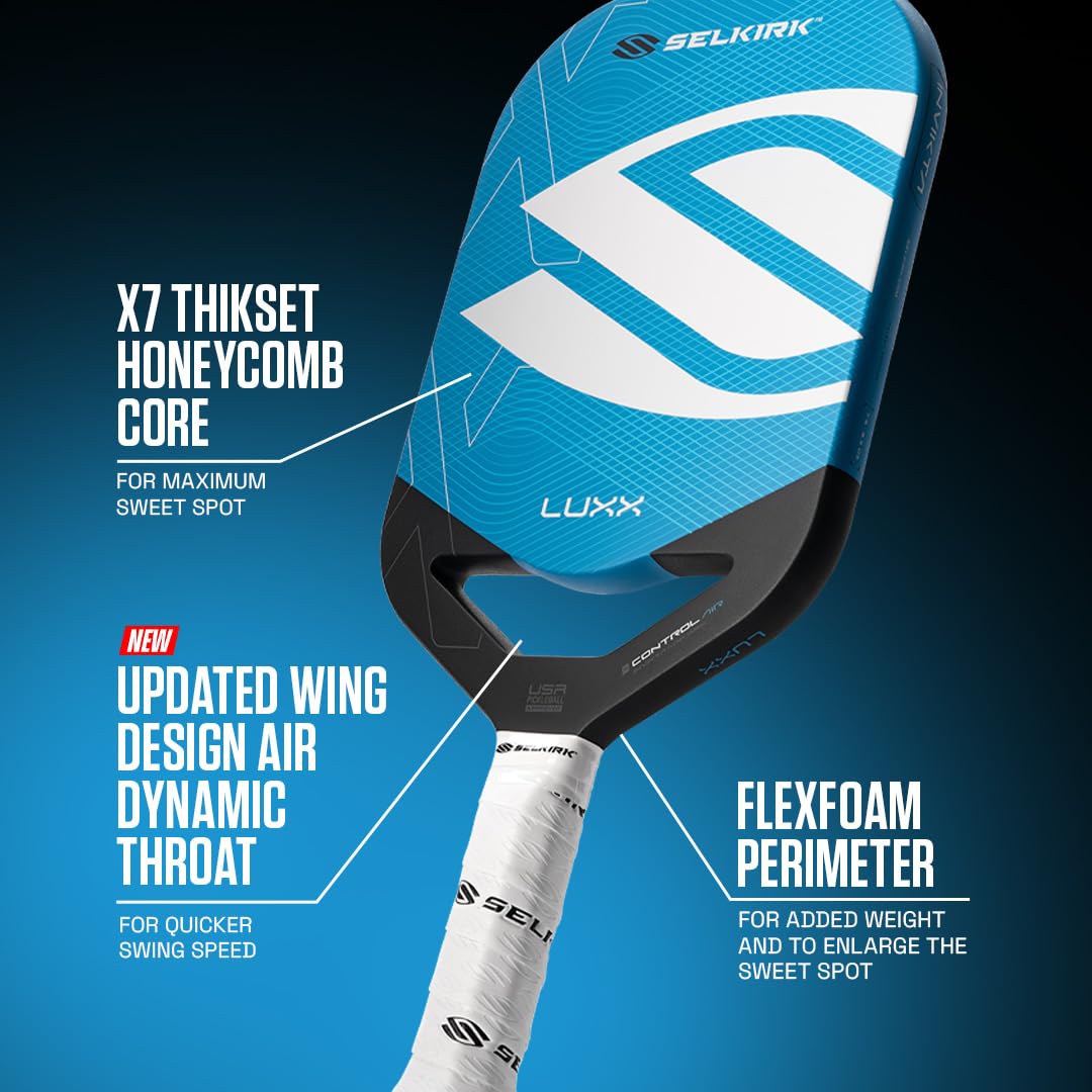 Selkirk LUXX Control scale next to ball showing paddle size and play-ready balance