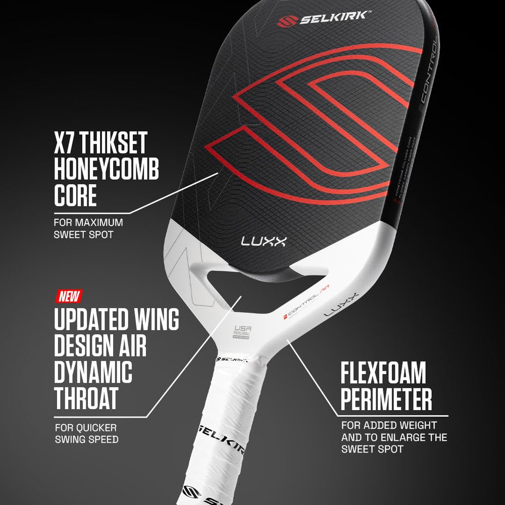 Selkirk Sport LUXX Control scale with ruler showing paddle dimensions and weight reference