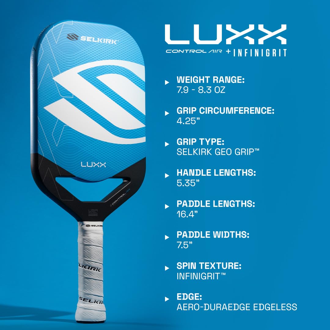 Selkirk Sport LUXX Control sweet spot highlighted to show enlarged hitting area