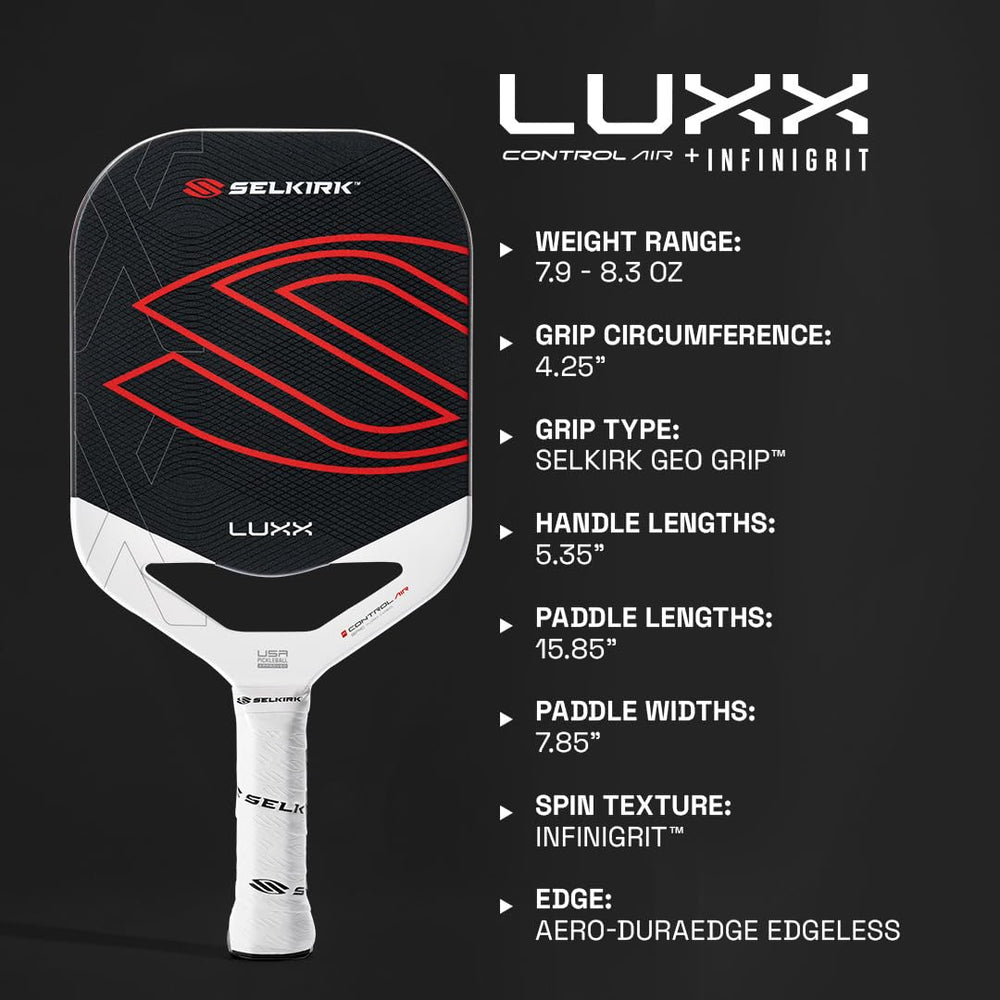 Selkirk Sport LUXX Control texture macro showing ProSpin+ NextGen surface for consistent spin