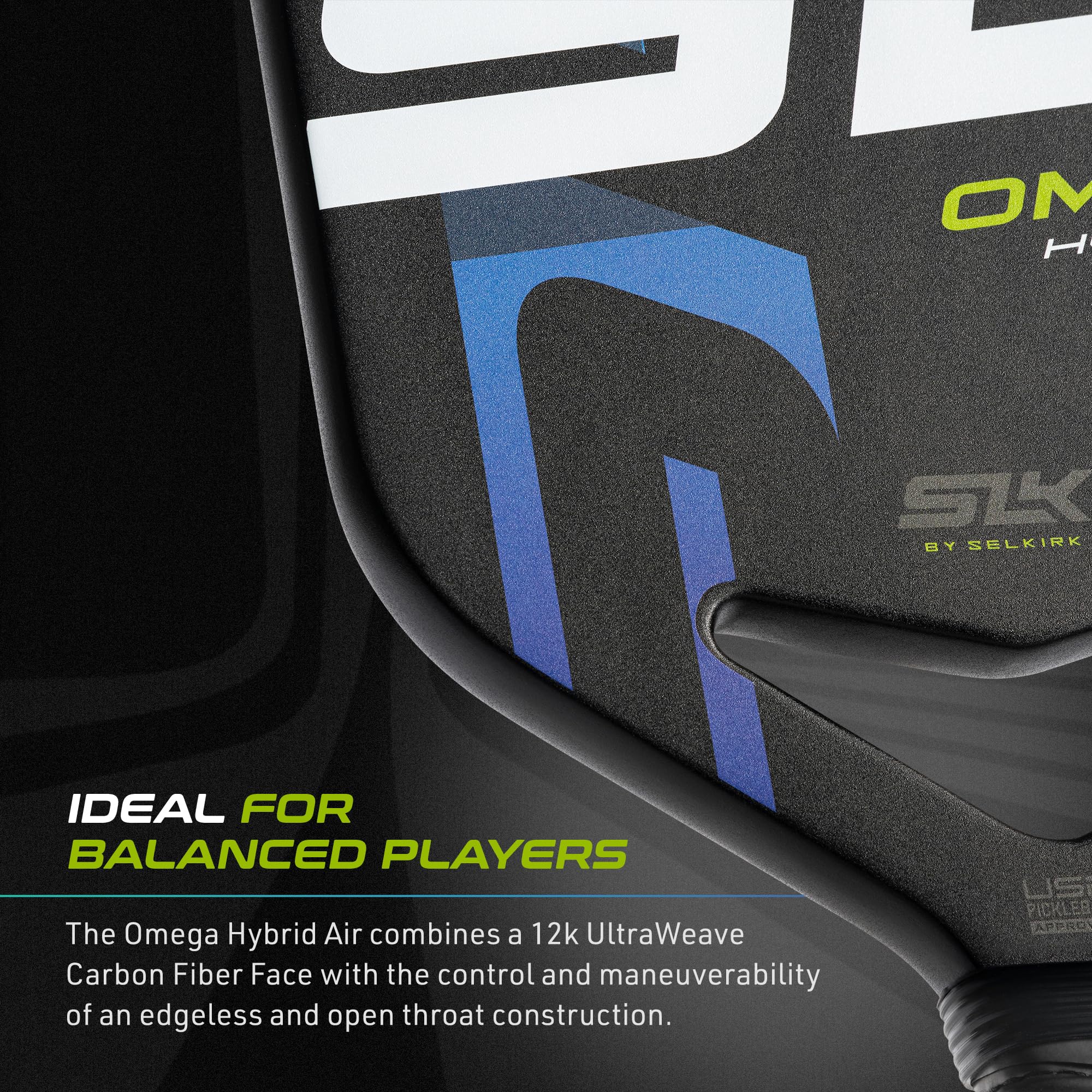 Selkirk Sport Omega Hybrid Air edge profile highlighting Rev-Control core stability