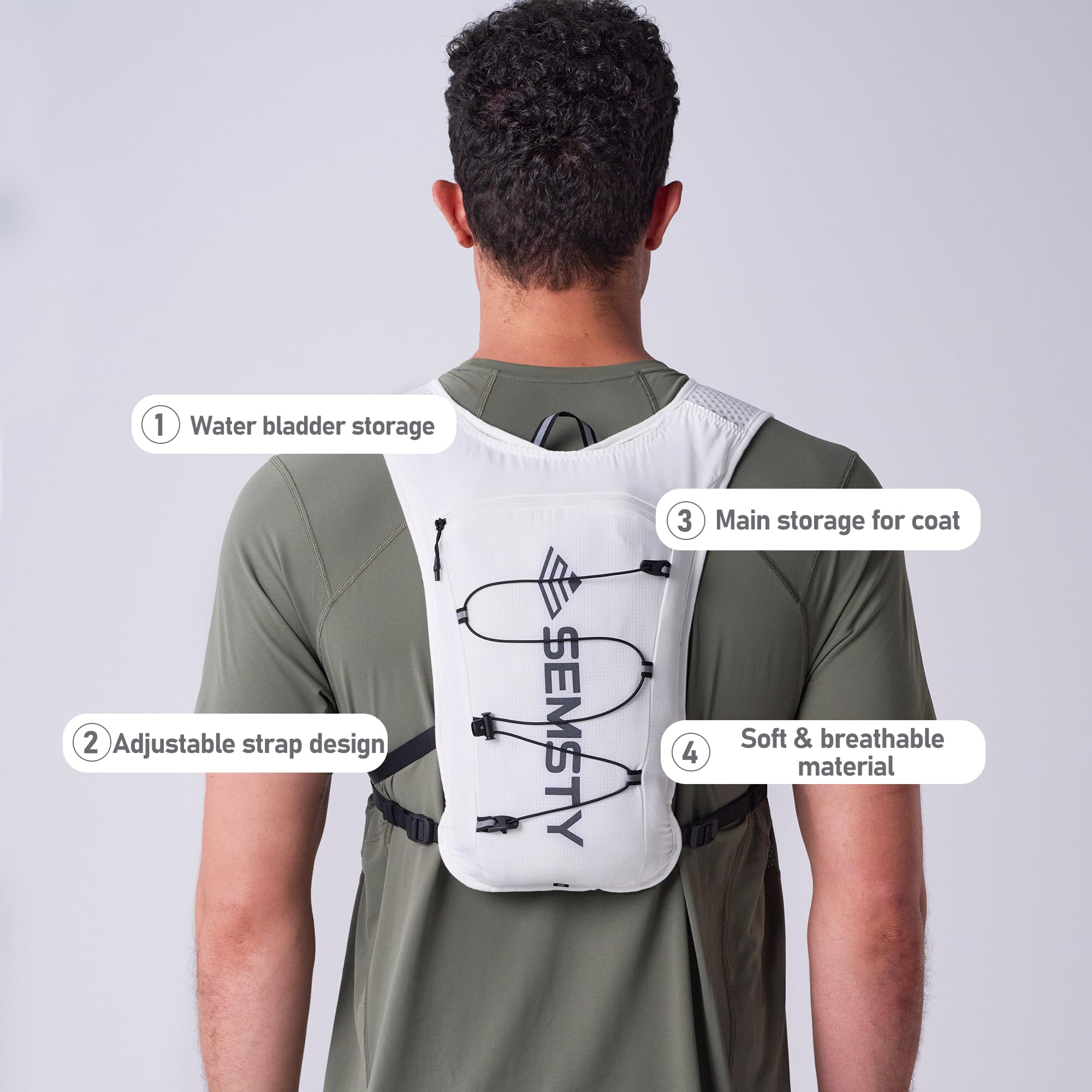 SEMSTY breathable back panel and bladder sleeve for reduced sweat