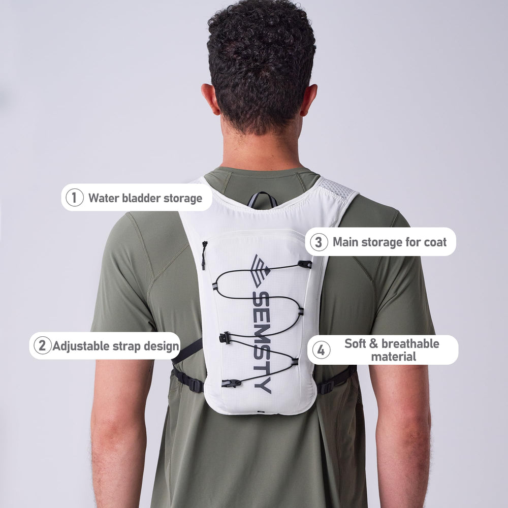 SEMSTY breathable back panel and bladder sleeve for reduced sweat