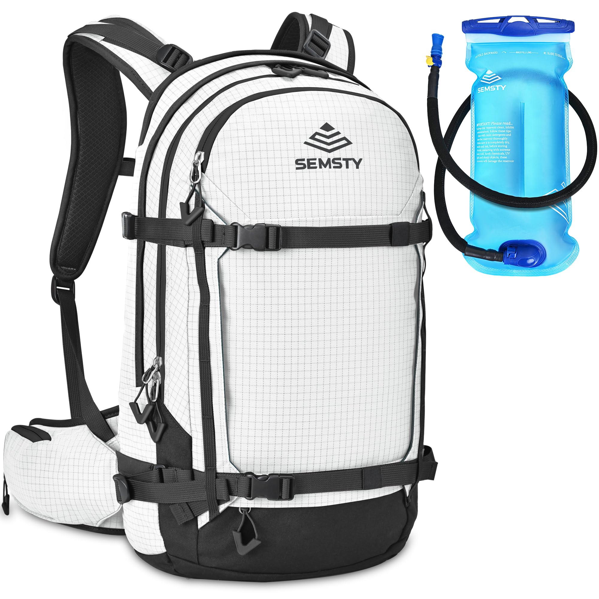 SEMSTY front view showing full pack and organized pockets benefit quick access