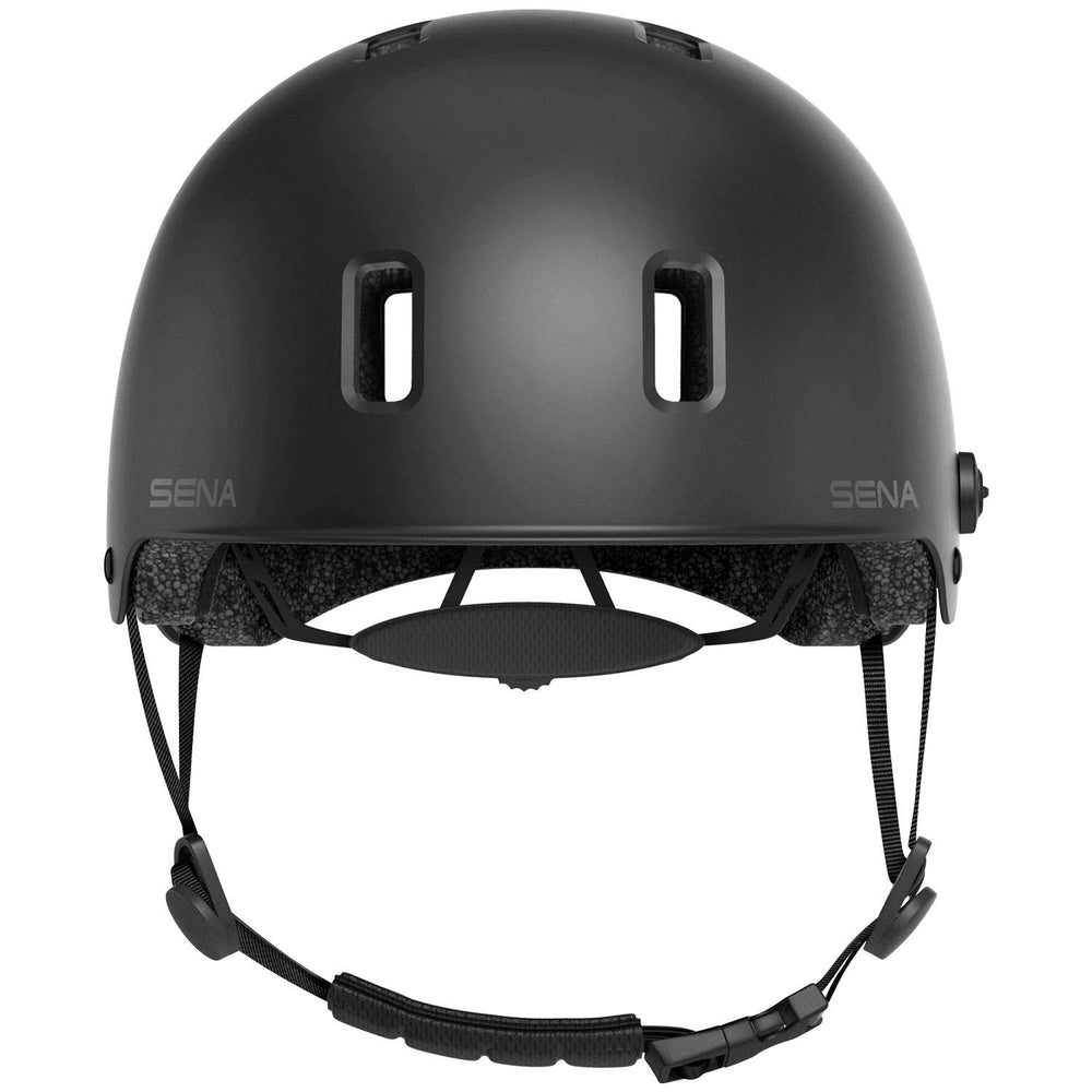 Sena Rumba held in hand for scale showing helmet size and lightweight construction advantage
