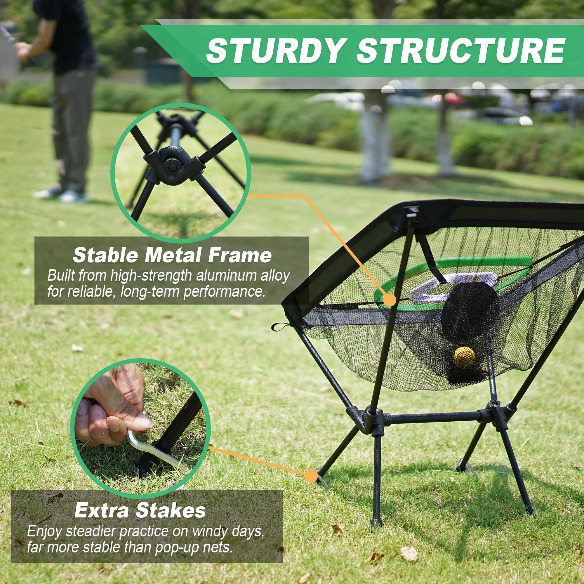 SENSECLUB close-up of aluminum frame showing durability and stable practice benefit