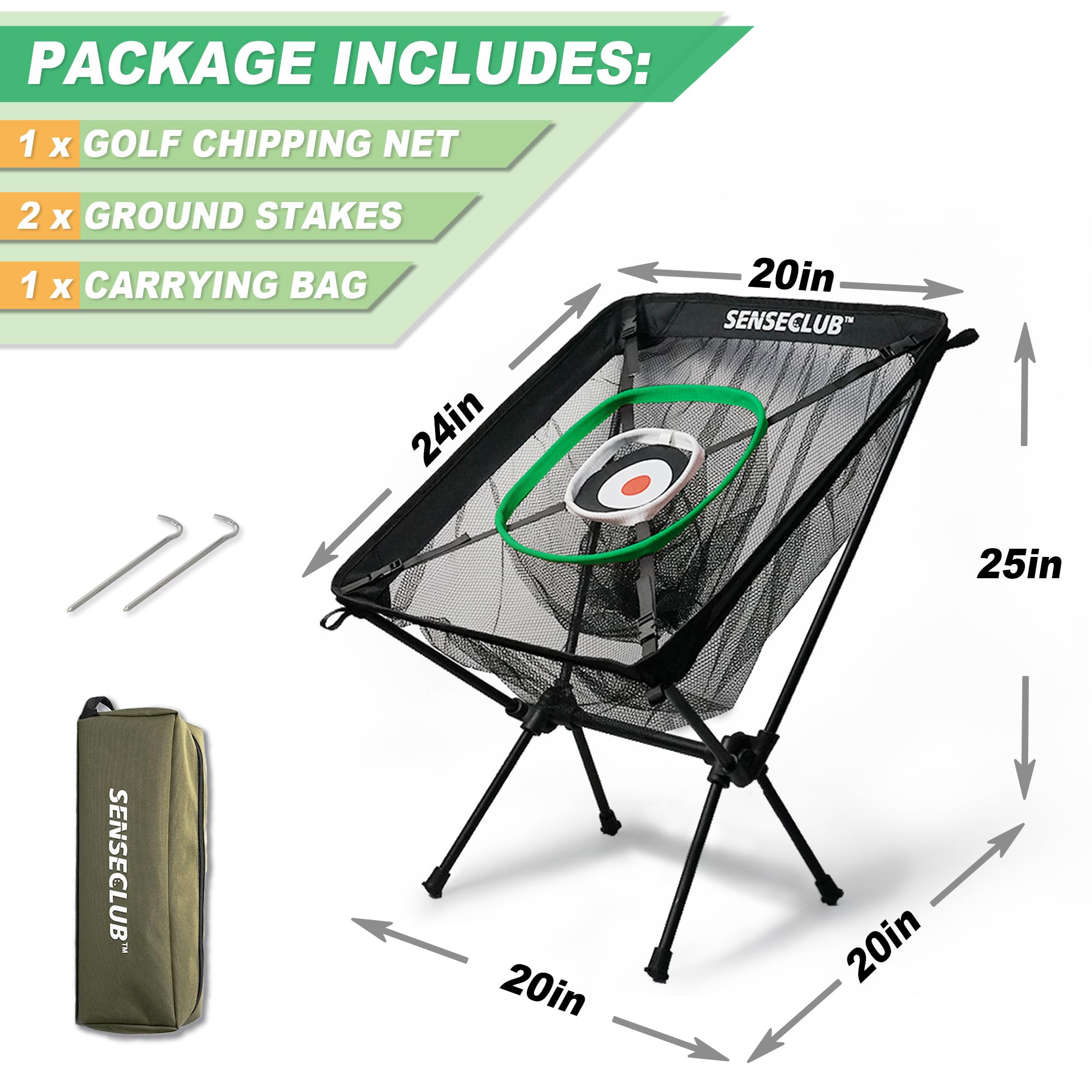 SENSECLUB folded net compact for storage showing portability and easy transport benefit