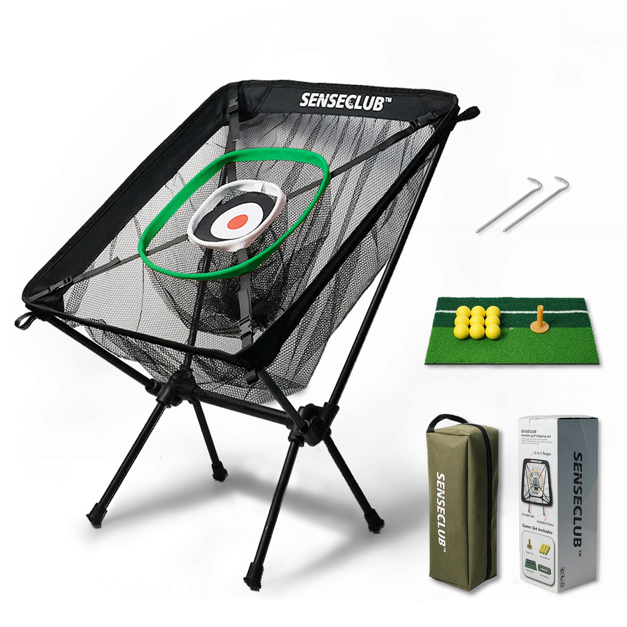 SENSECLUB chipping net front view showing targets and immediate practice benefit