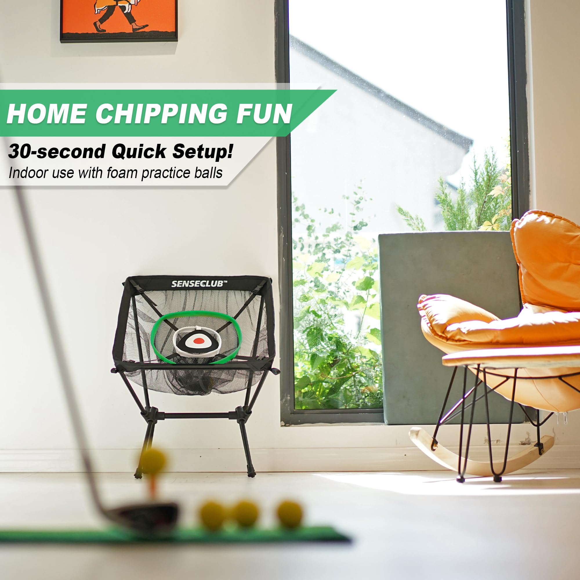 SENSECLUB net in backyard with player demonstrating convenient outdoor training