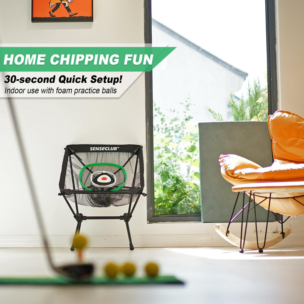 SENSECLUB net in backyard with player demonstrating convenient outdoor training