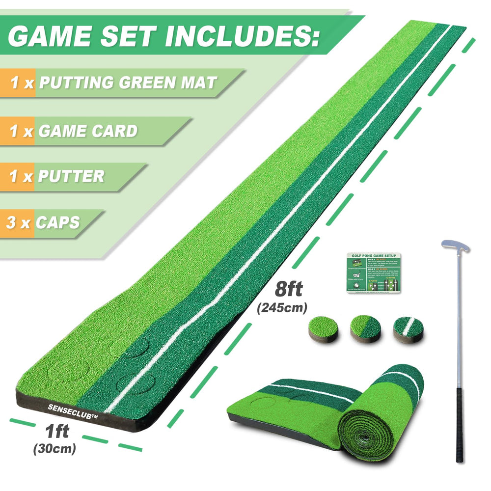 SENSECLUB 8-foot length comparison next to ruler, shows realistic practice distance
