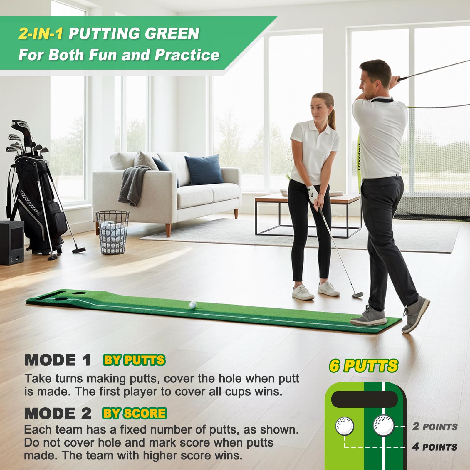 SENSECLUB putter and balls included for immediate practice sessions