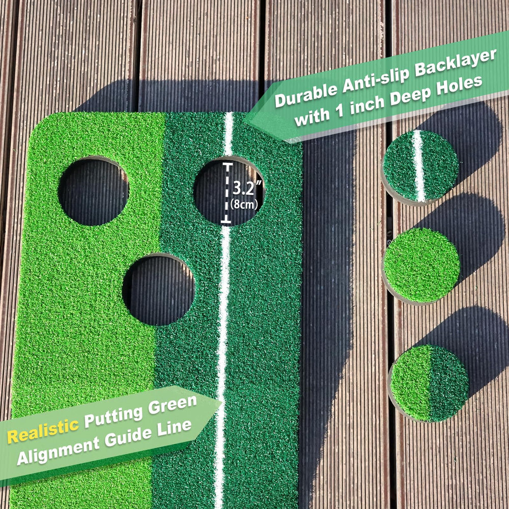 SENSECLUB putter and cup closeup, highlights realistic impact and target feedback