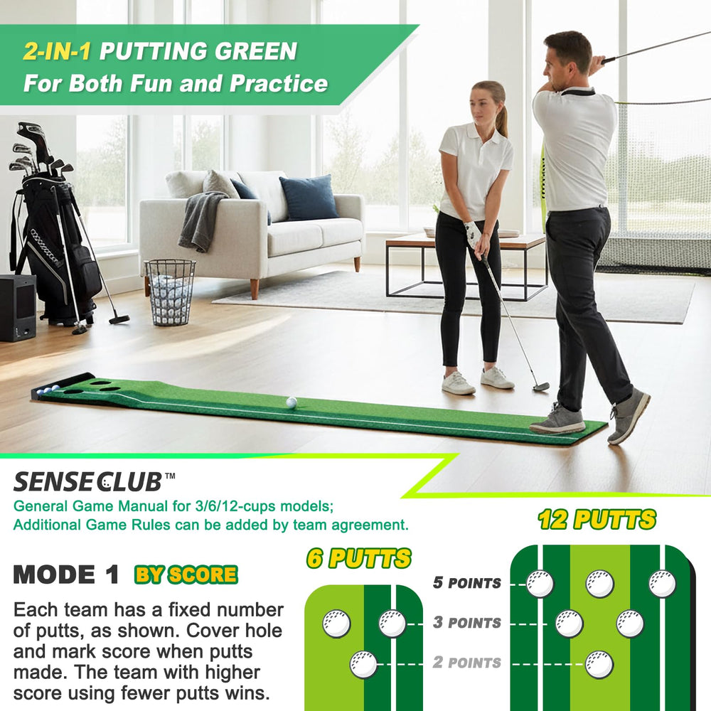 SENSECLUB anti-slip rubber underside texture for stable, steady putting