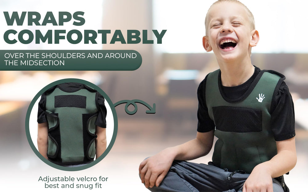 SENSORY4U child wearing vest in classroom enabling focused, calm activity