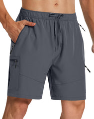 SERAMY front view of dark grey shorts showing streamlined fit and storage