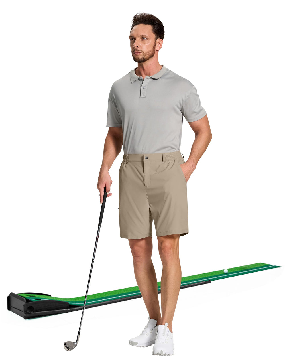 SERAMY shorts worn outdoors in travel setting for versatile daily use