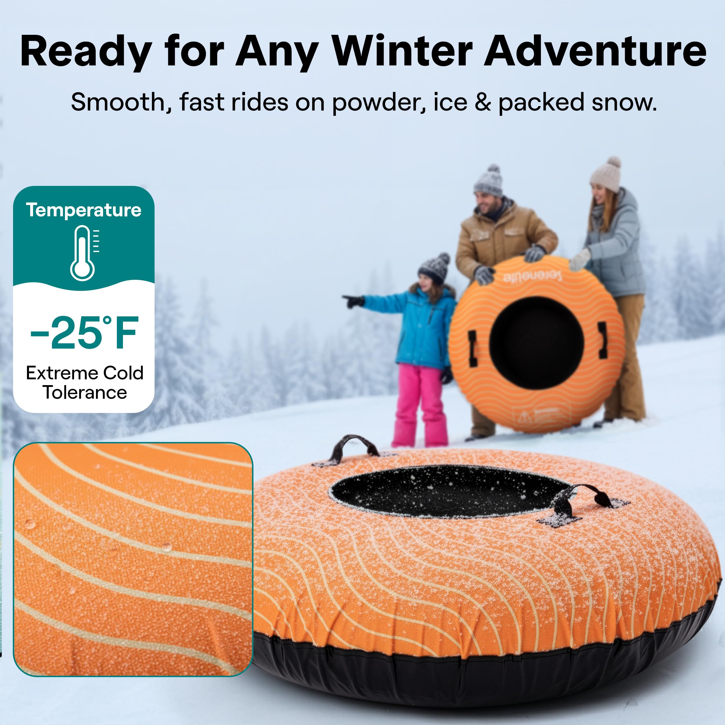 serenelife detachable tow strap attached to tube showing easy uphill pulling convenience