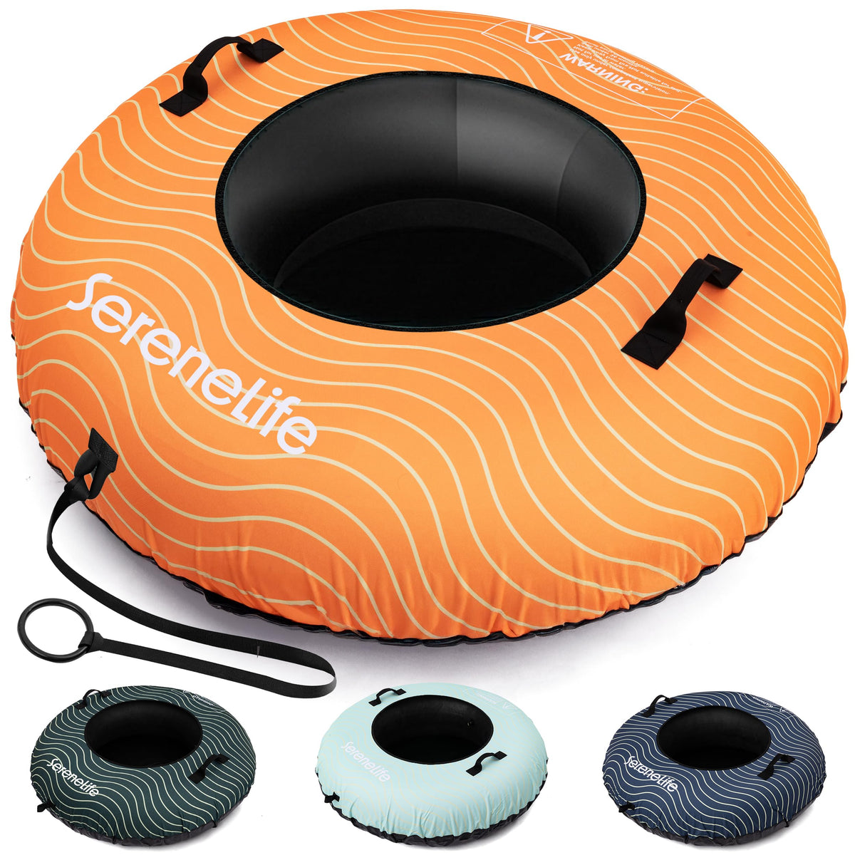 serenelife front view of 48-inch snow tube showing roomy seat and durable cover benefit comfort
