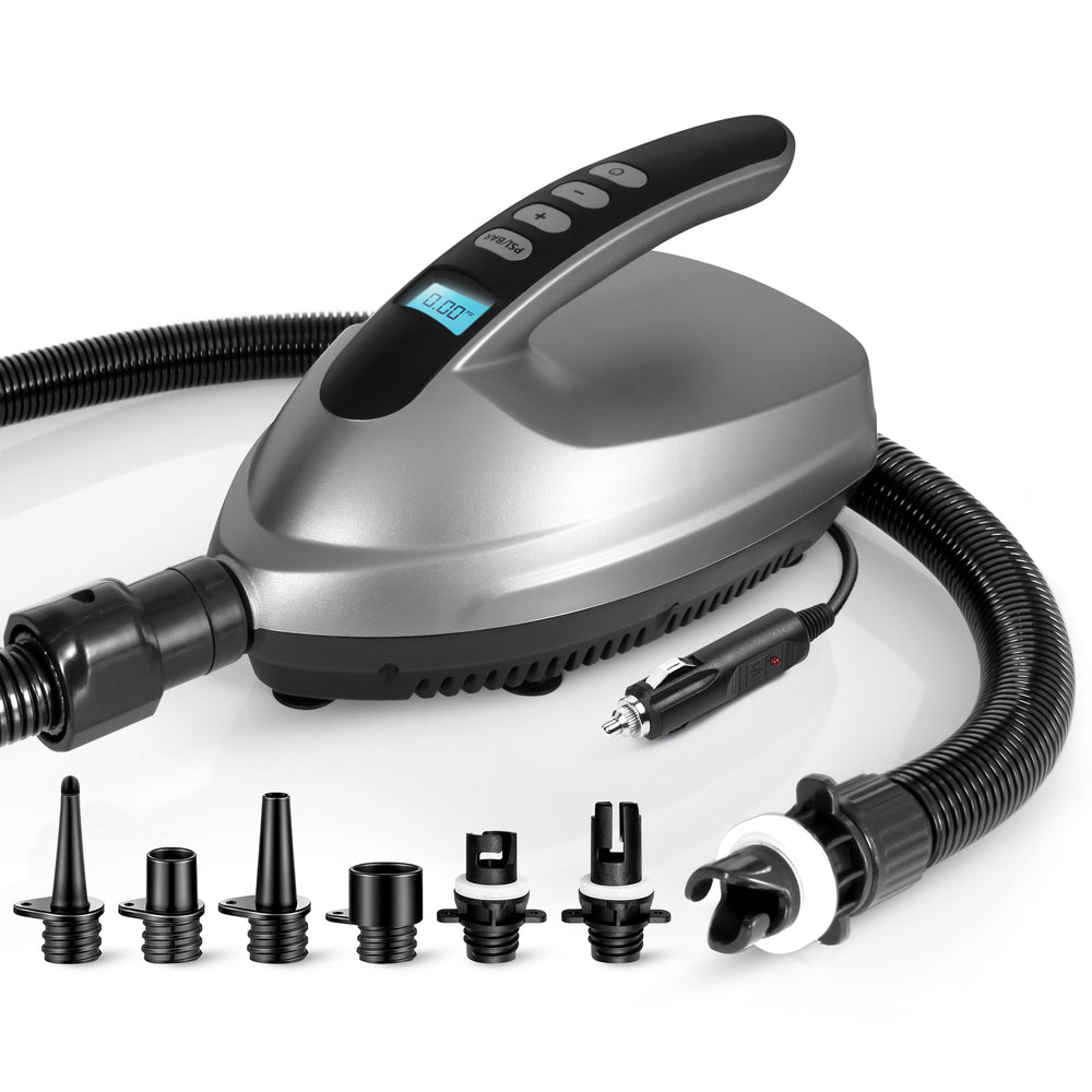 SereneLife pump front view showing compact design and easy transport benefit