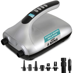 SereneLife front view showing compact pump and ports, easy transport benefit
