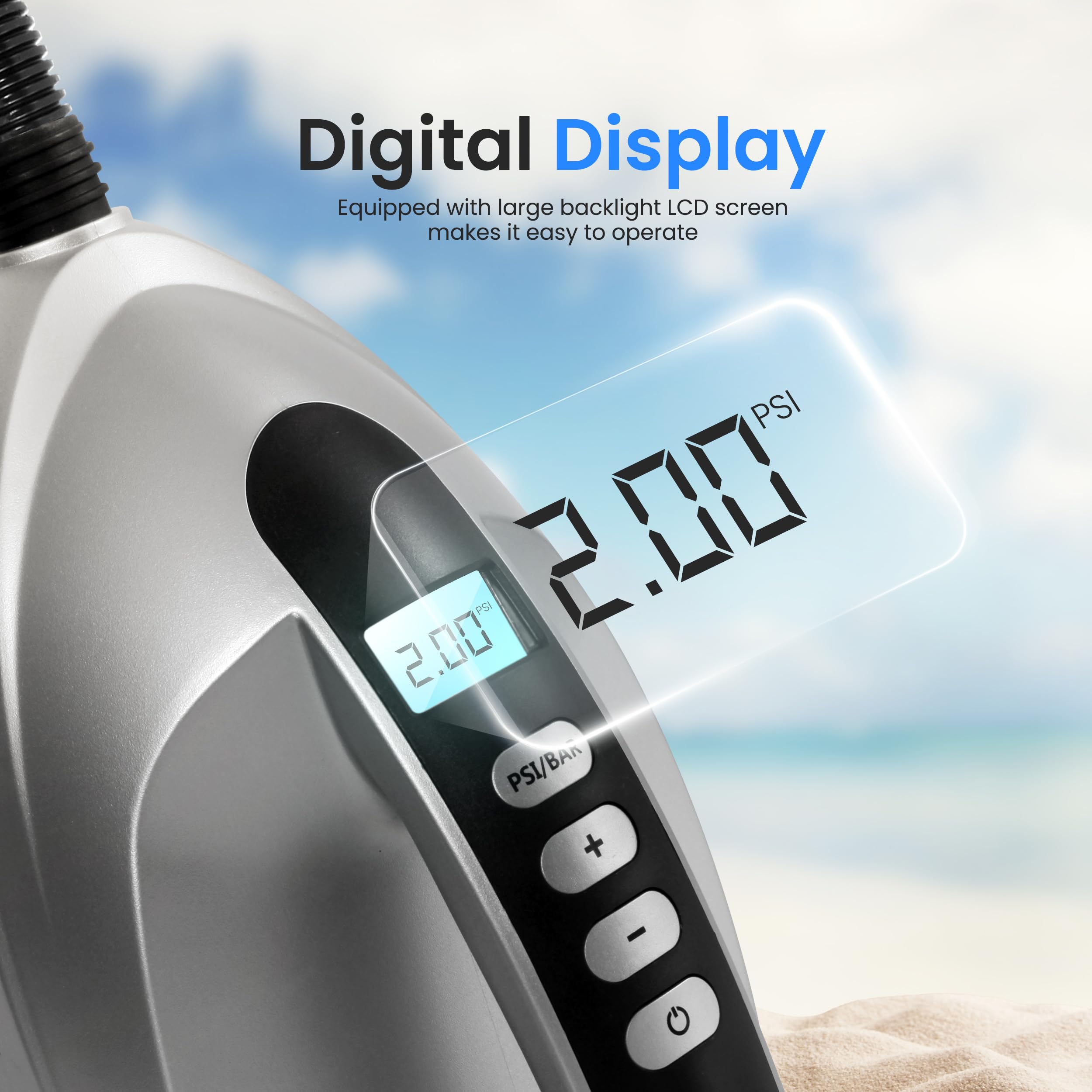 SereneLife plugged into 12V car outlet for convenient roadside or lakeside use