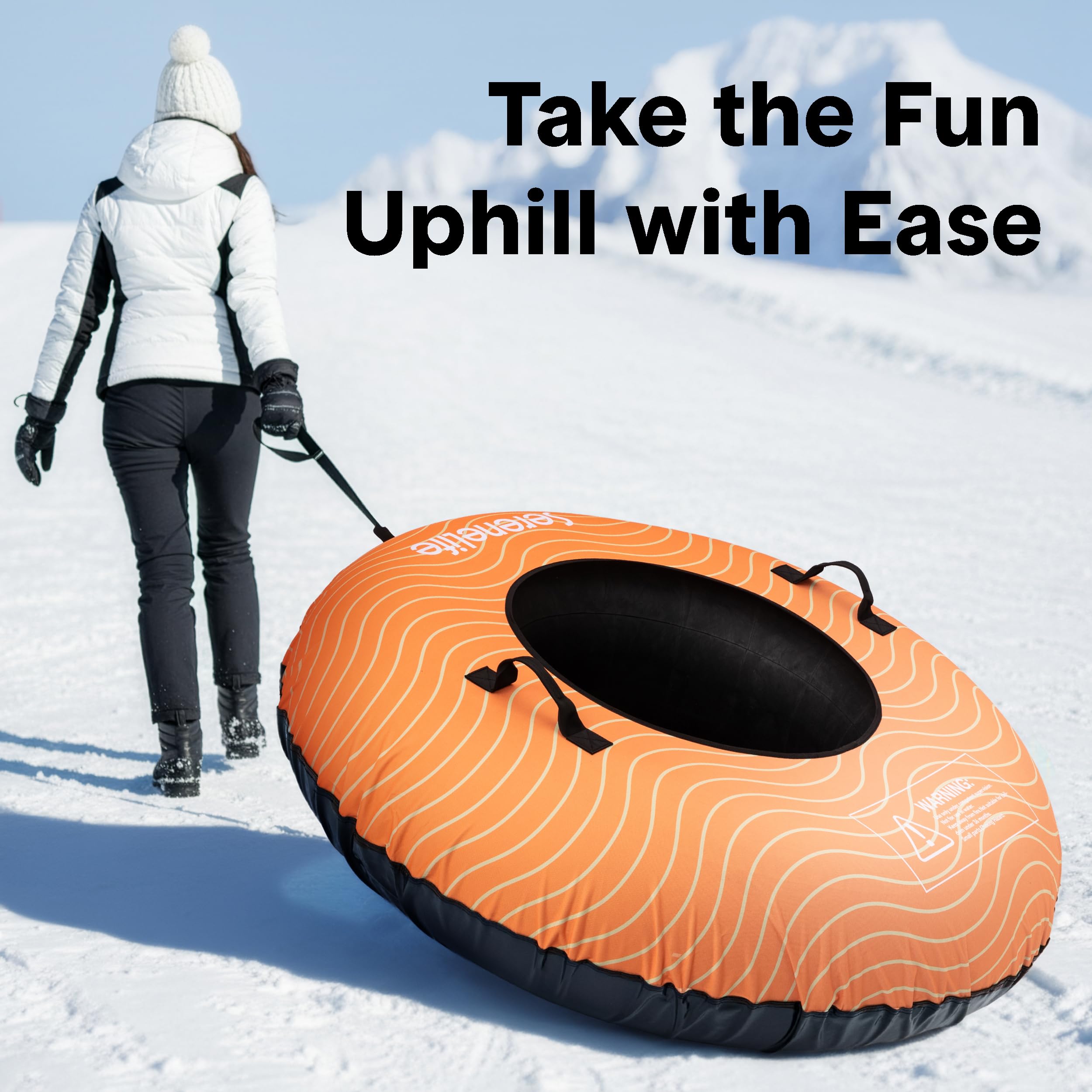 serenelife family in use sledding down snowy hill showing fun safe outdoor activity
