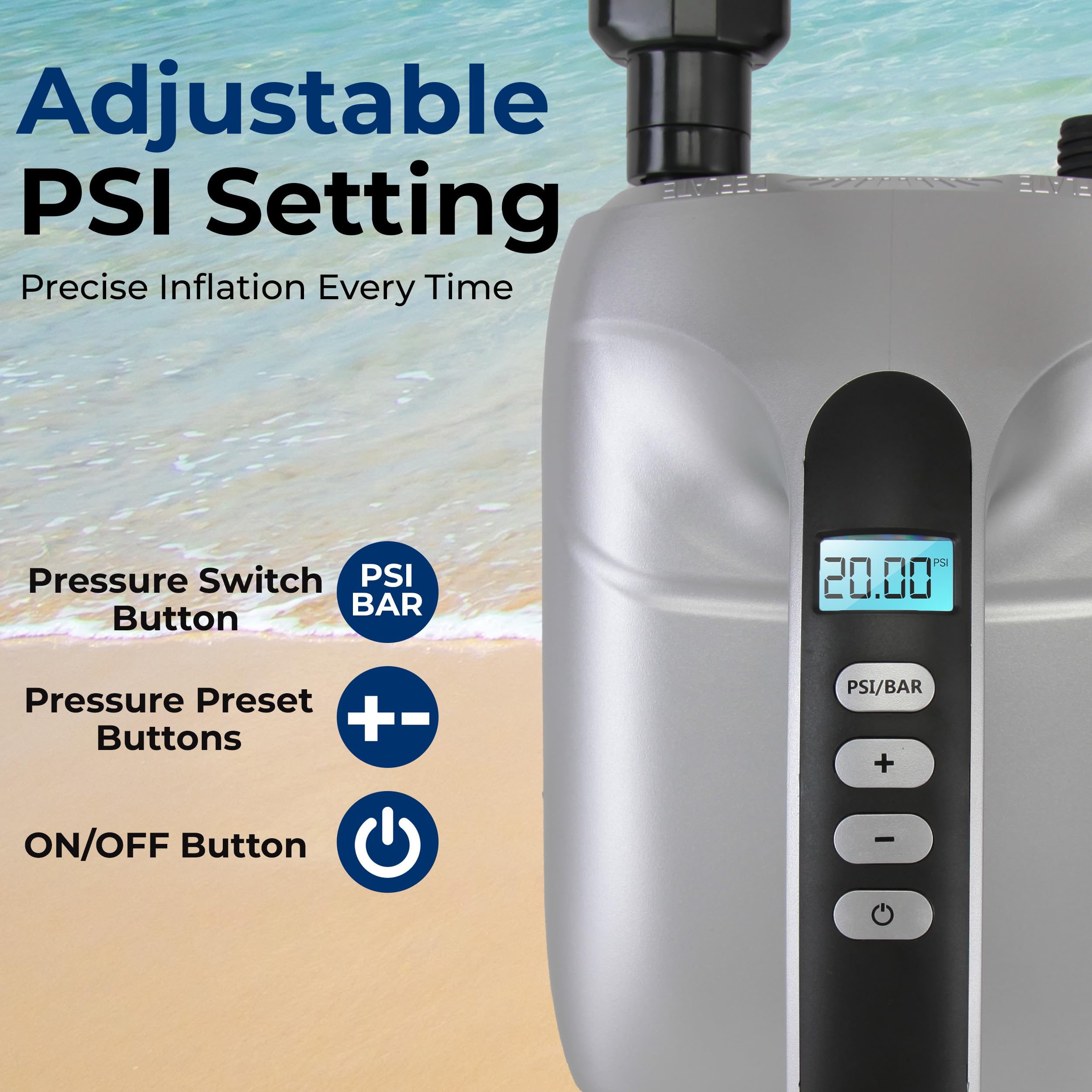 SereneLife nozzle set laid out, versatile adapters for many inflatables