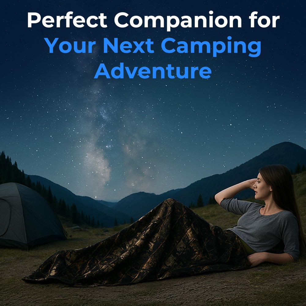 SereneLife sleeping bag in use at a campsite highlighting comfort and warmth outdoors