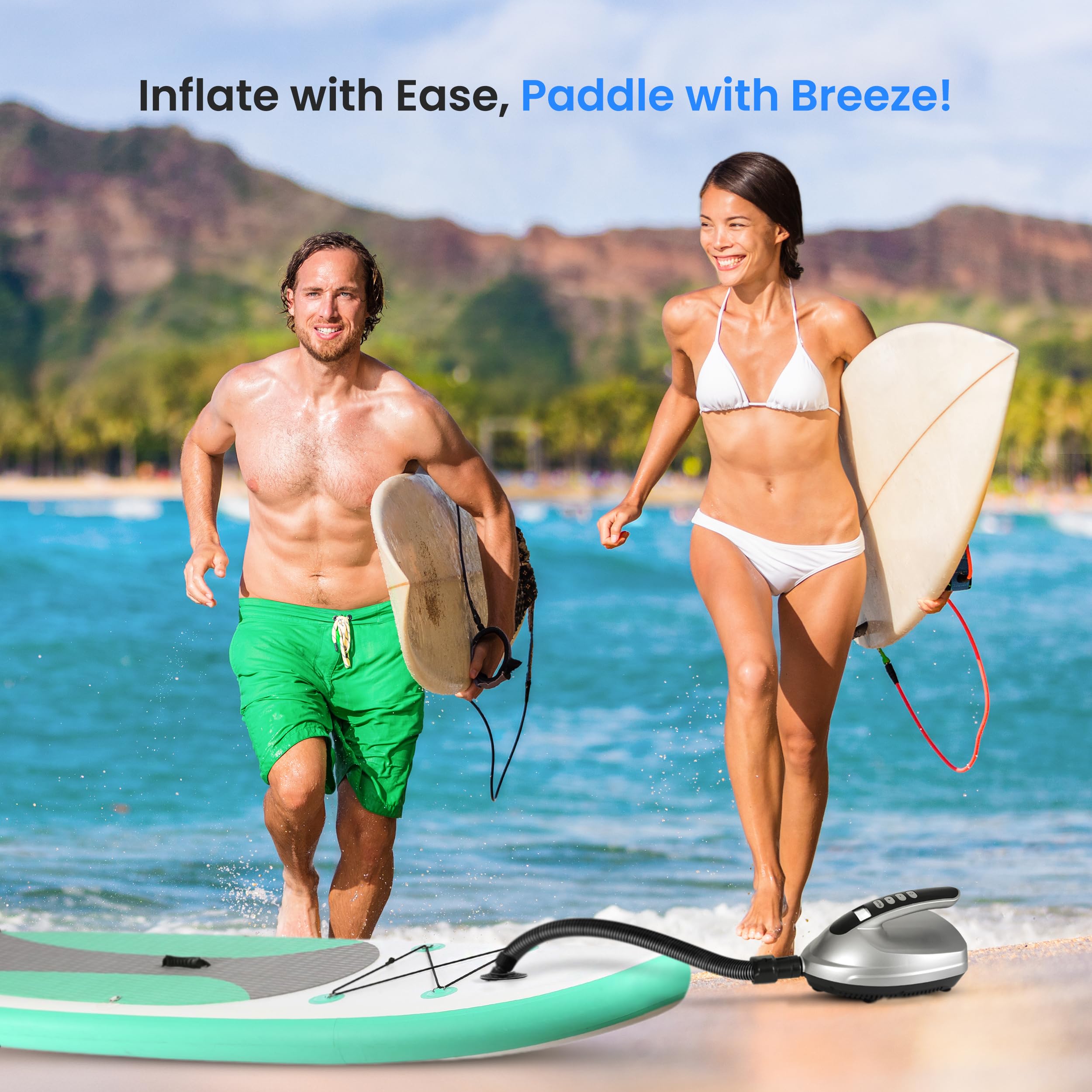 SereneLife next to paddle board bag showing scale and travel-friendly size