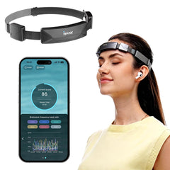 SereniBrain front view headband showing sleek design and wearable comfort