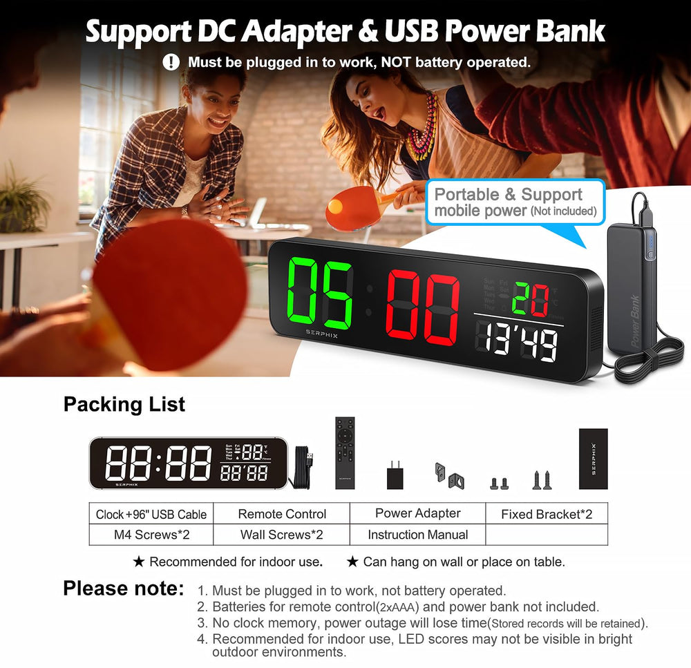 SERPHIX power cord and battery setup showing flexible power options for portable use