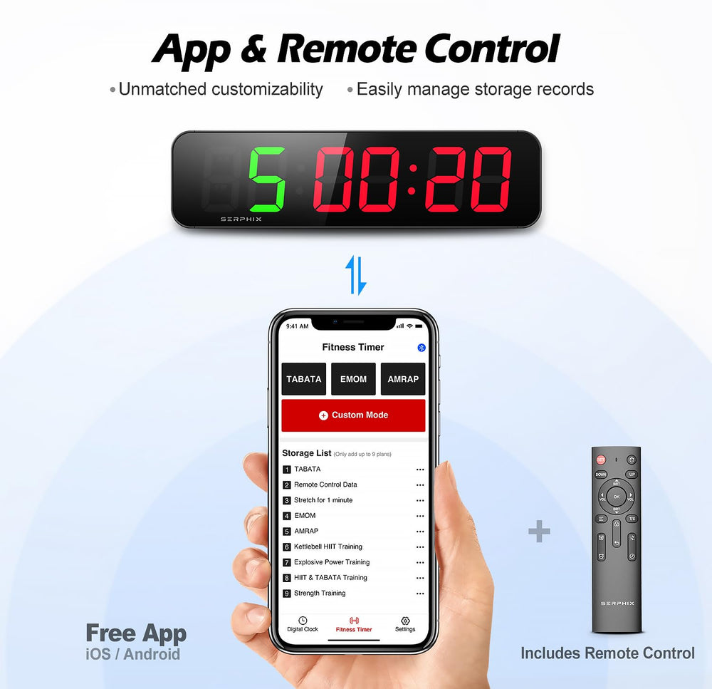 SERPHIX remote in hand illustrating quick control and convenience during workouts