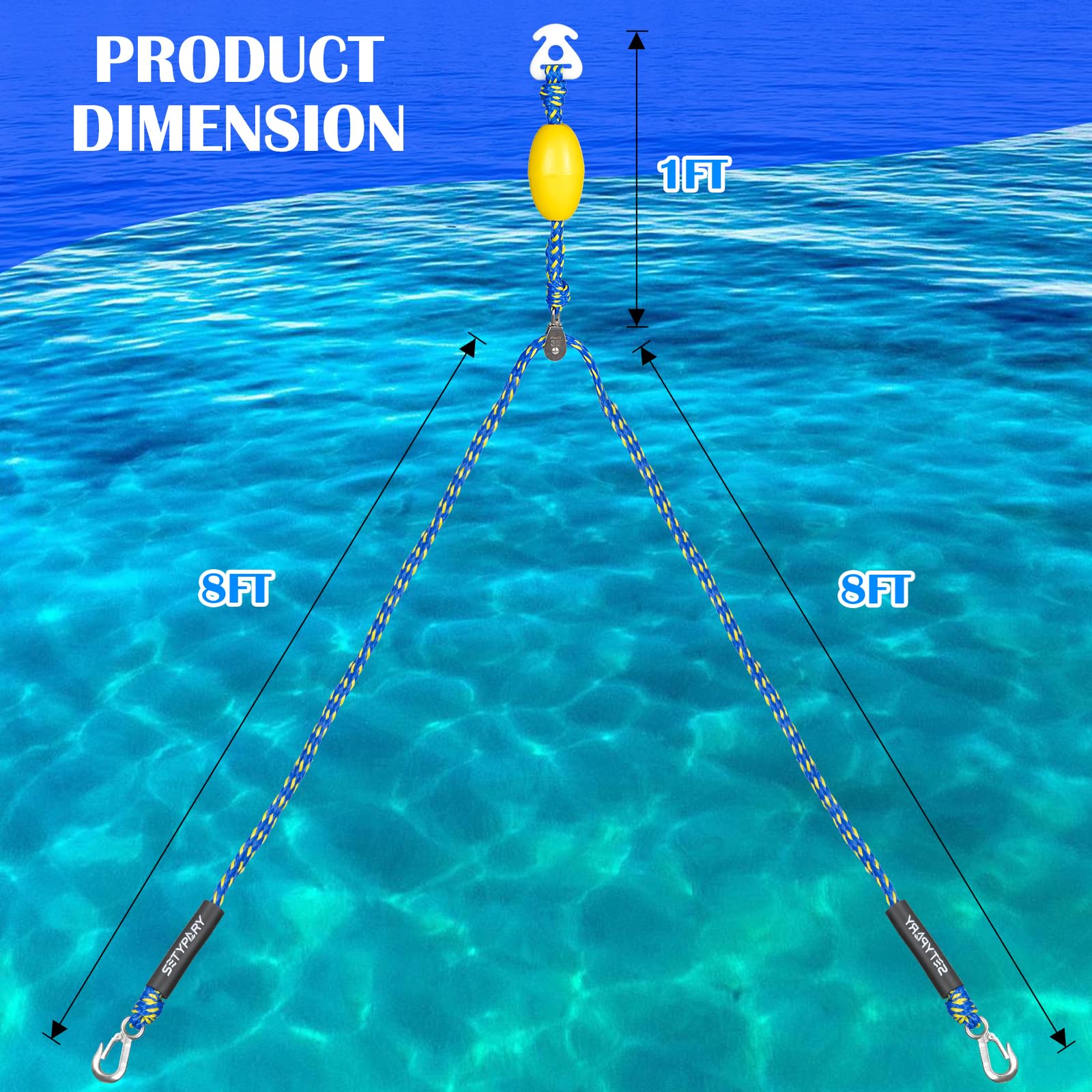 SETYPARY rope laid next to measuring tape, length and scale clarity benefit