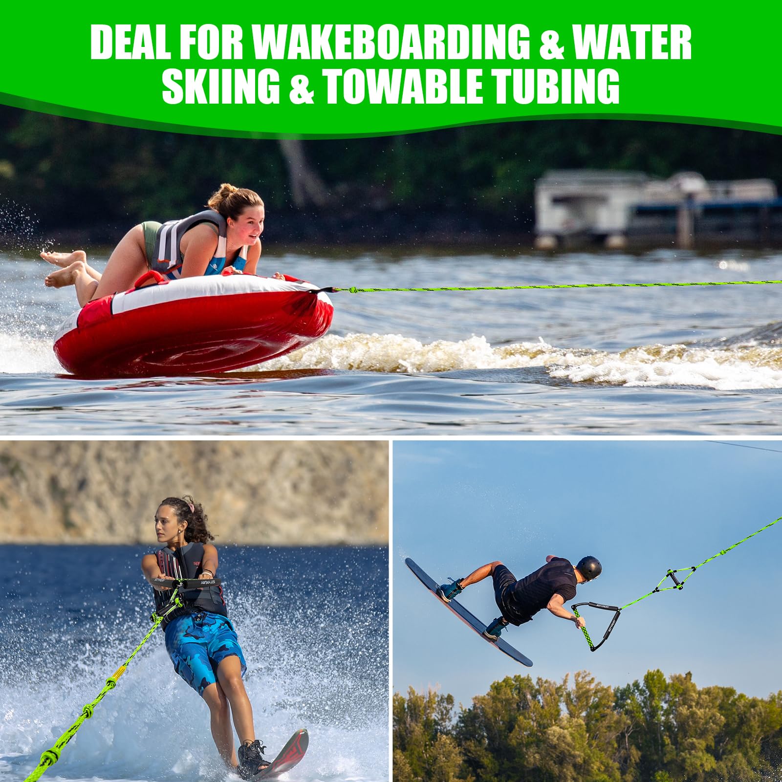 SETYPARY wakeboarding action shot showing rope in use for confident towing