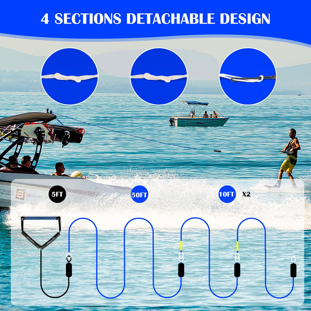 SETYPARY tow rope in use with wakeboarder illustrating responsive pull and control