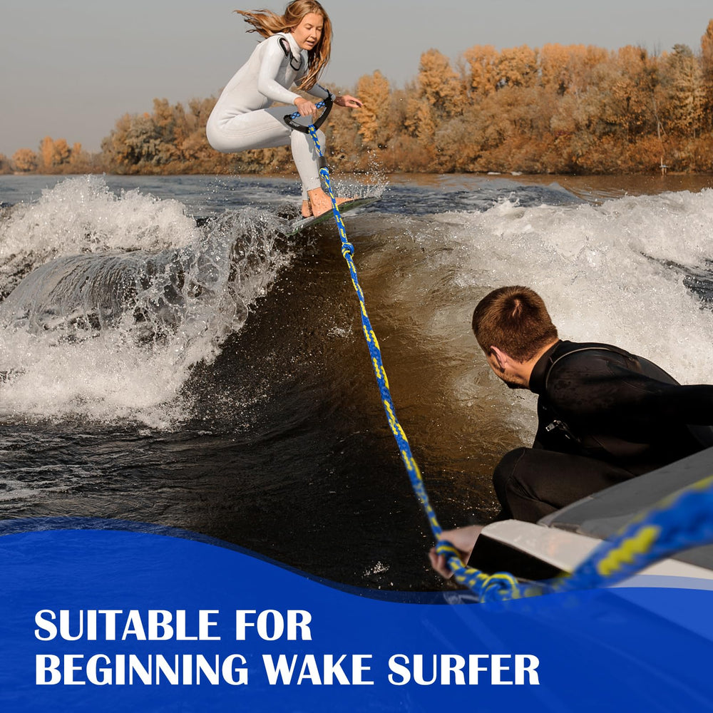 SETYPARY rope beside wakesurf board showing 25-foot scale and safe distance