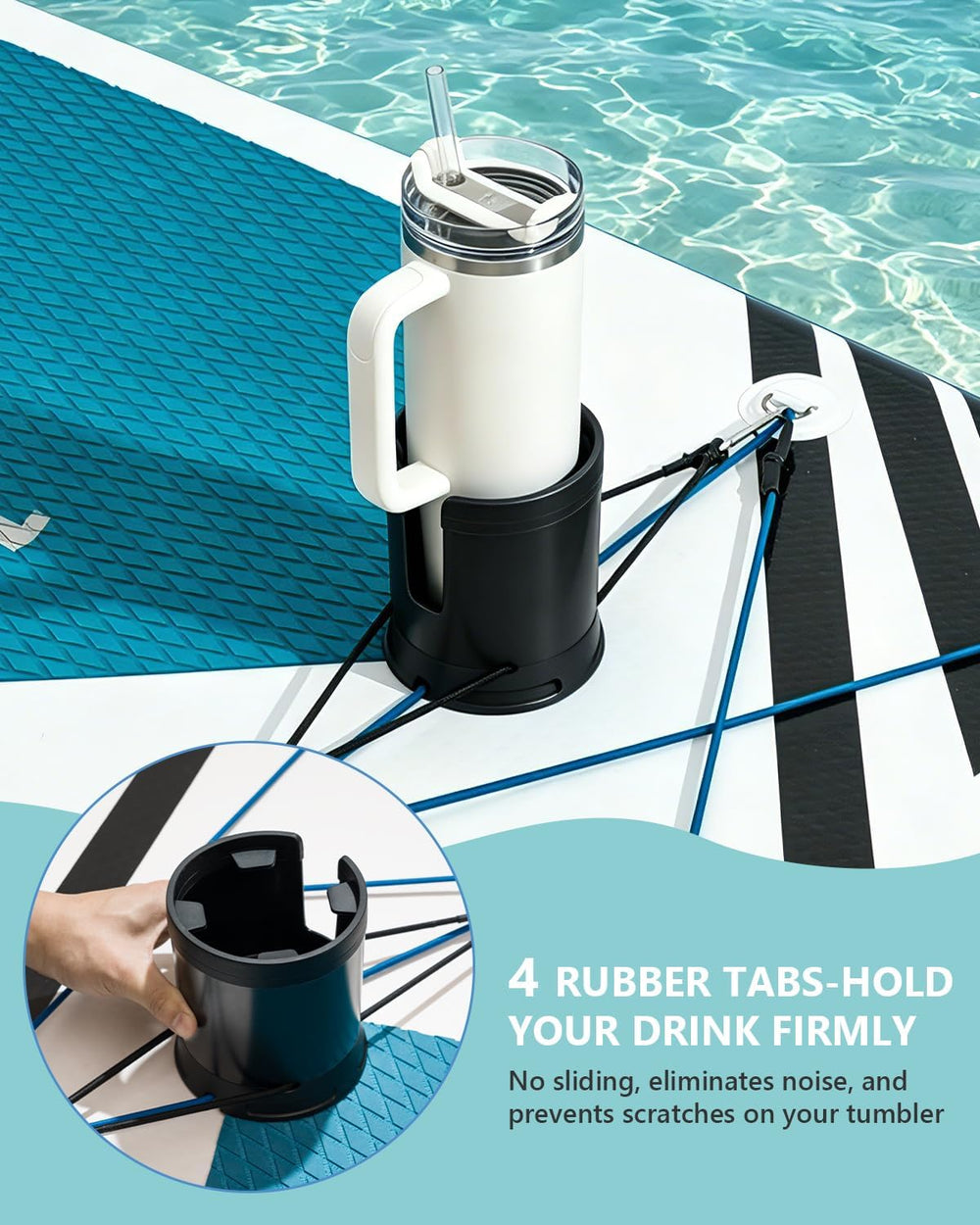 Seven Sparta installed on SUP side profile, keeps drinks stable