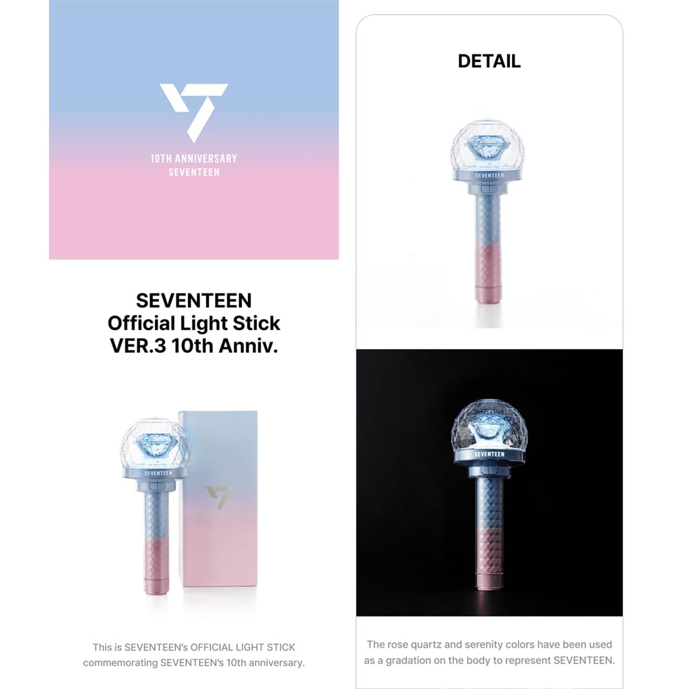 SEVENTEEN light stick close-up illumination showing vibrant modes for coordinated fan displays