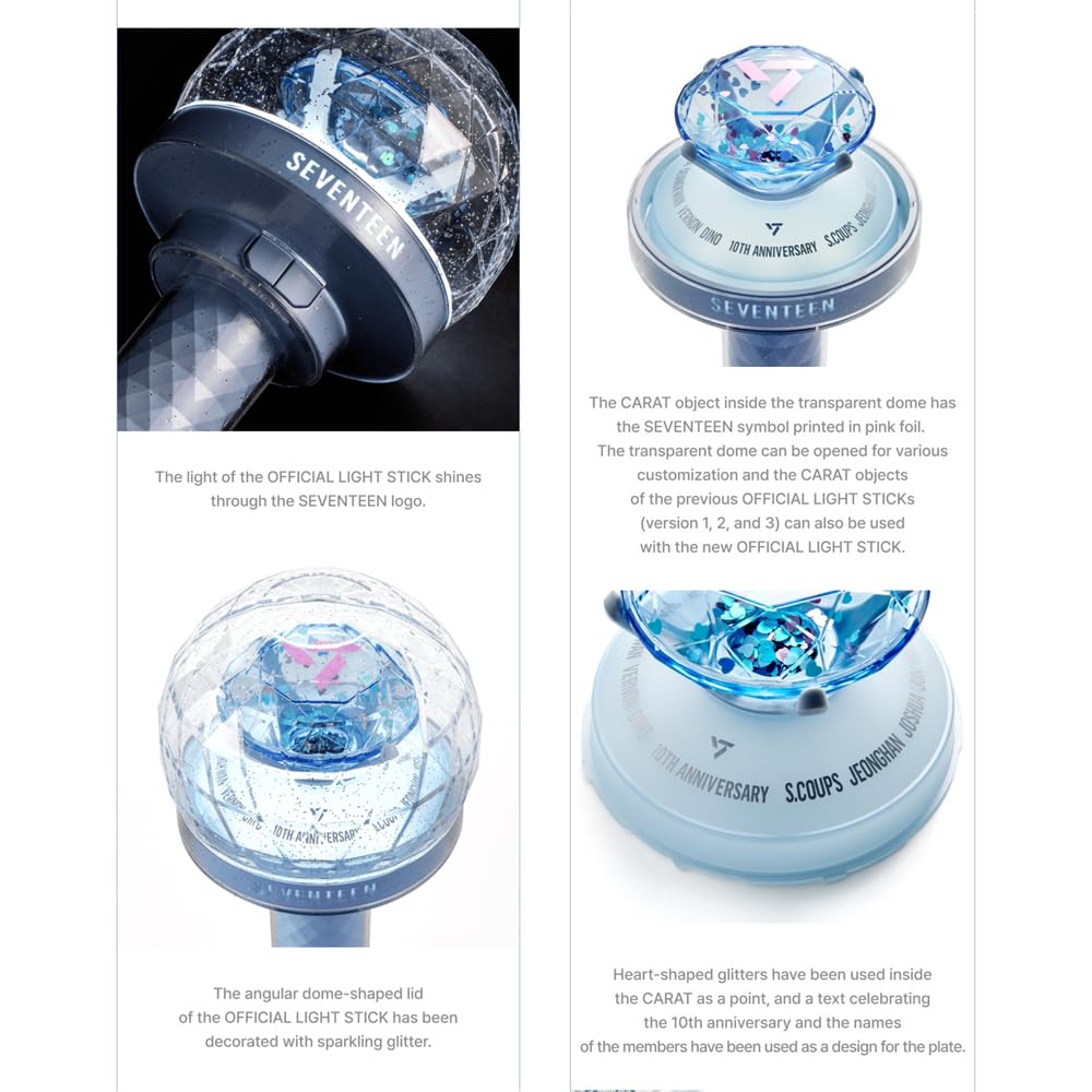 SEVENTEEN light stick handle detail highlighting ergonomic grip for comfortable concert use