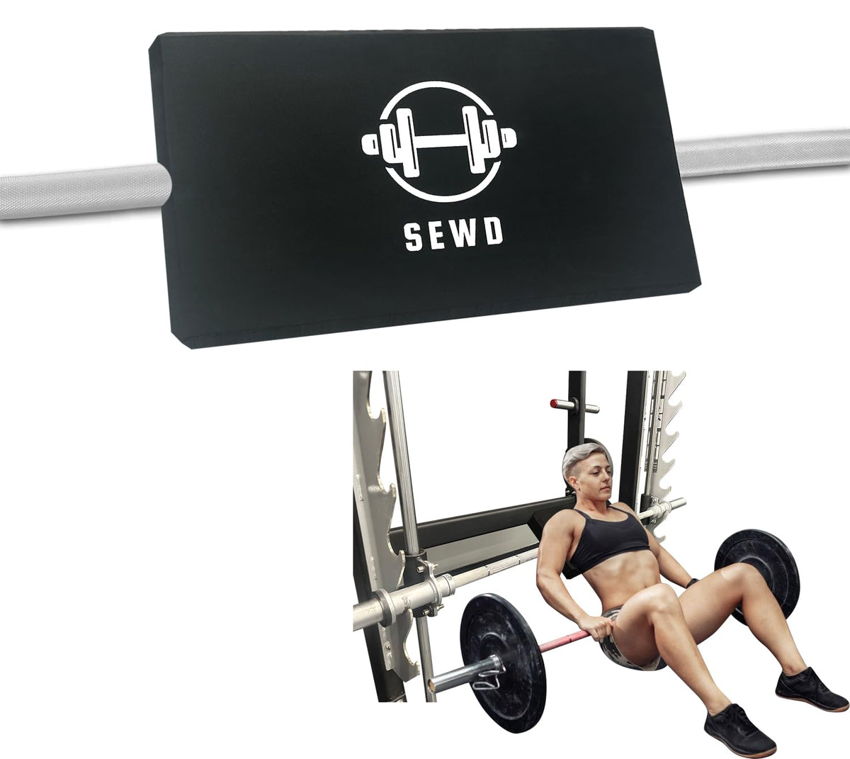 SEWD front view showing pad attached to bar for secure hip support
