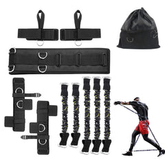 Sfeexun front view of full boxing resistance set, shows all components and portability benefits