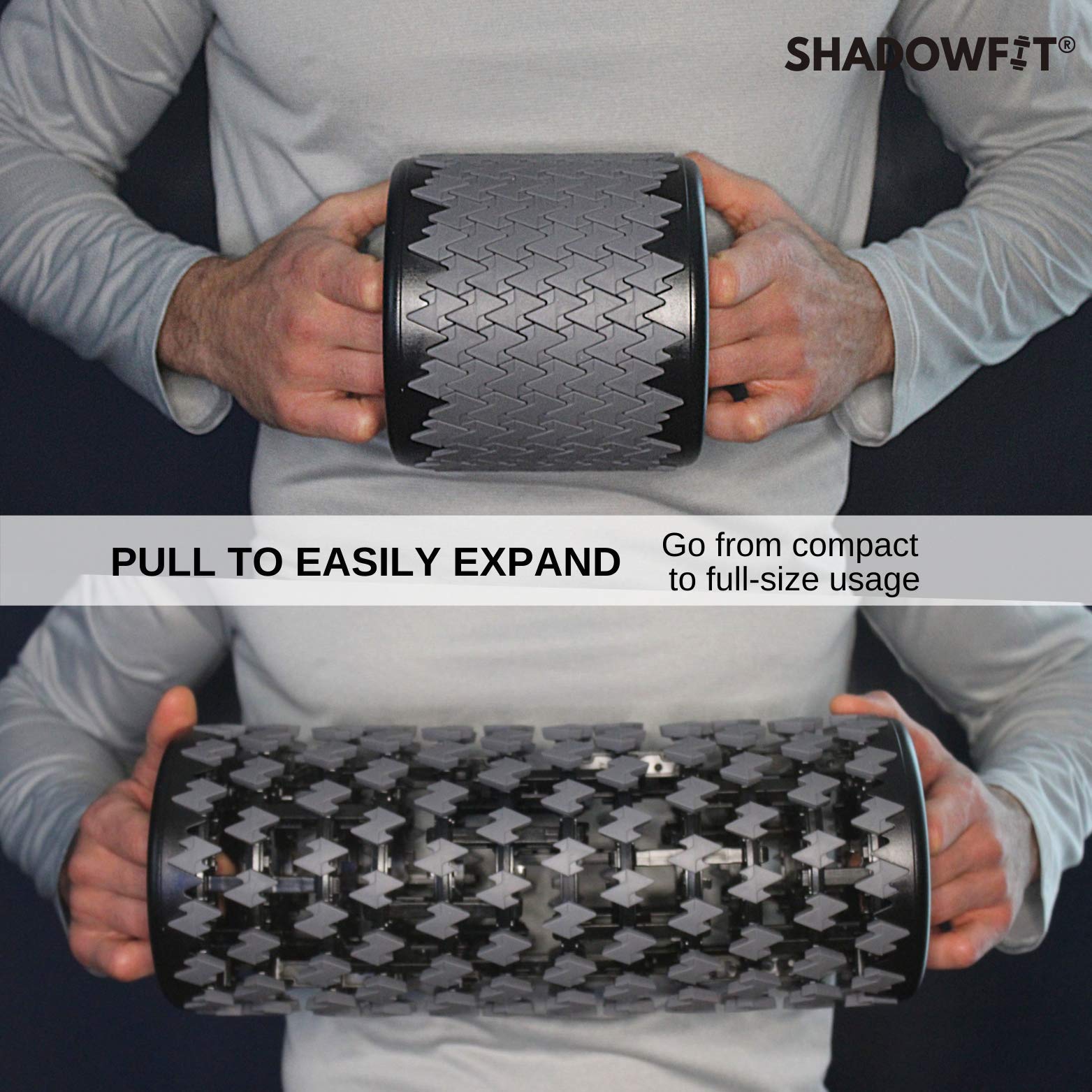 Shadowfit foam roller used under calf to relieve tightness and improve mobility benefit