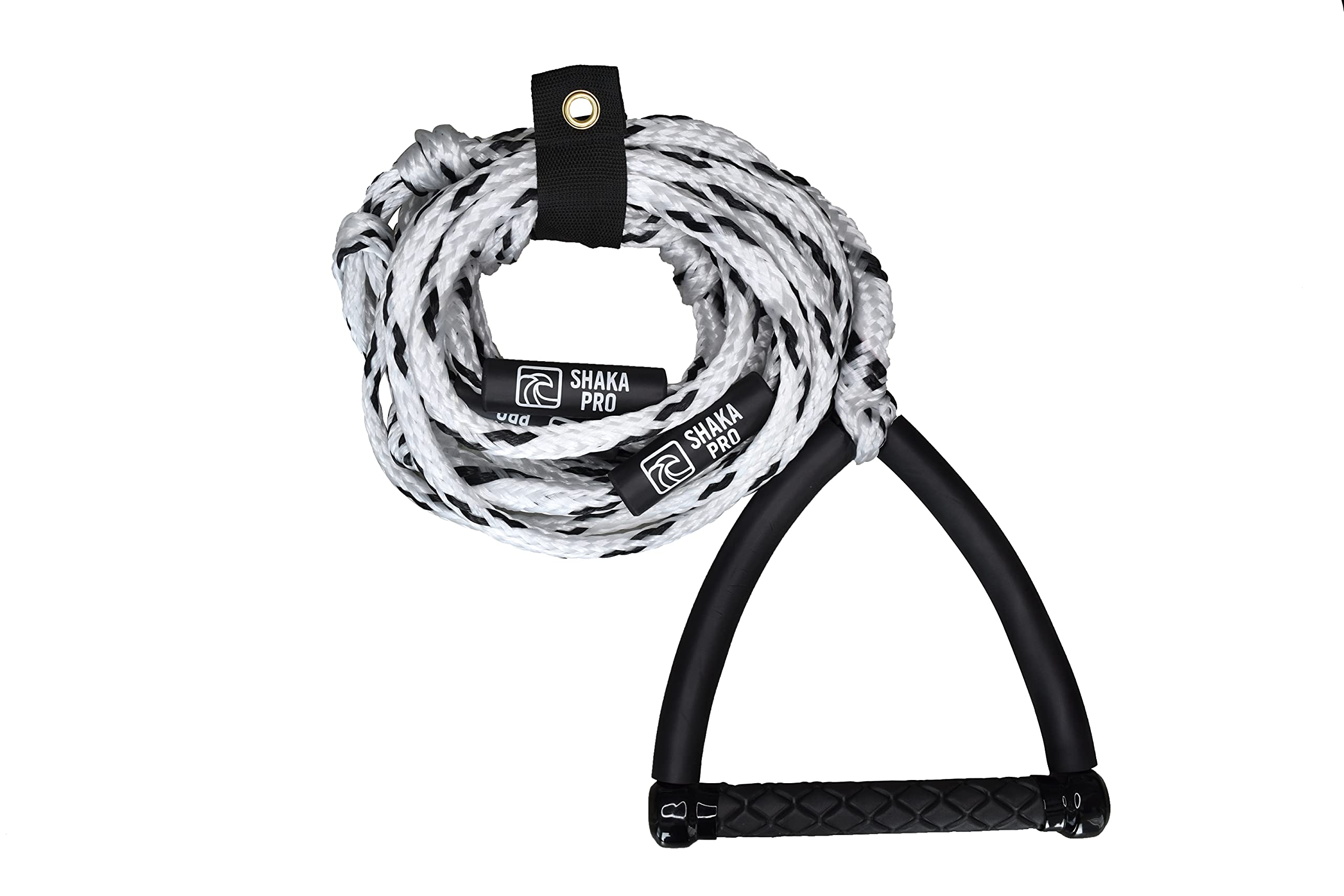 Shaka Pro front view of 25-foot rope and 10-inch handle showing ready-to-use benefit
