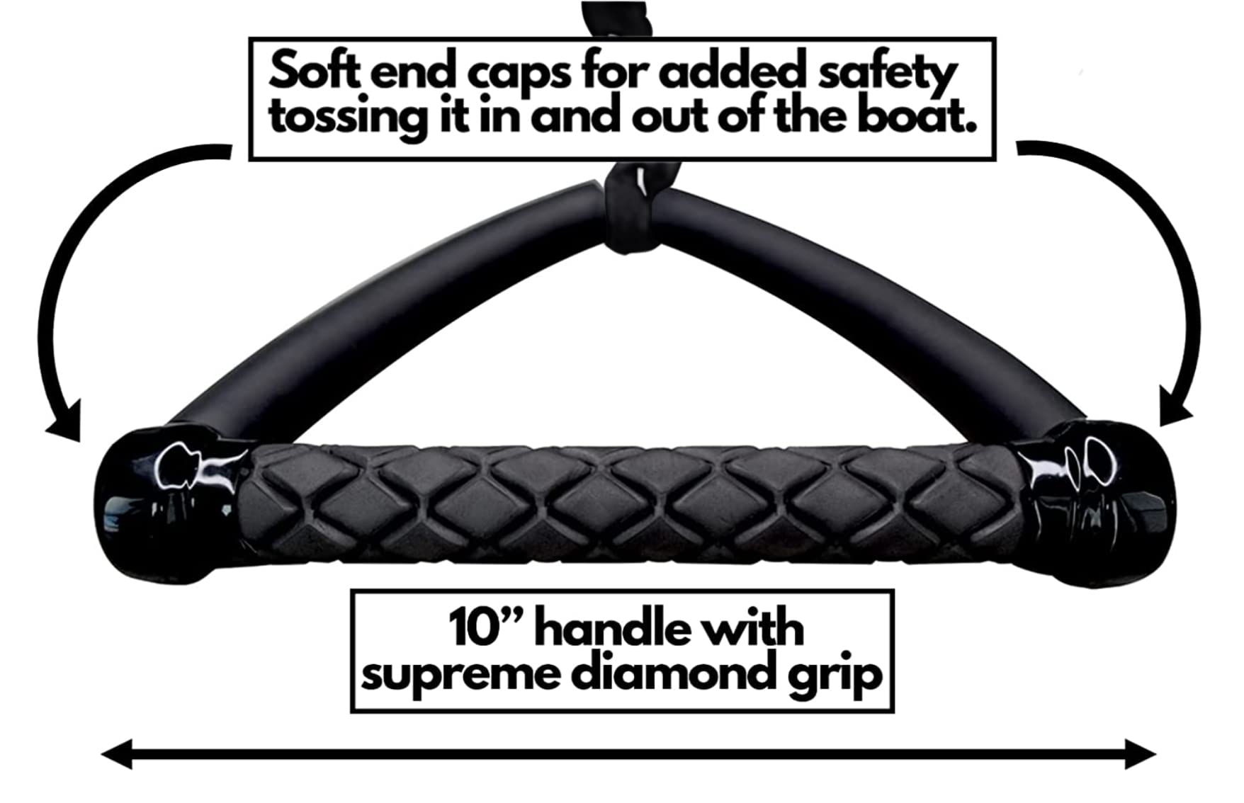 Shaka Pro close-up of 10 inch diamond-groove handle for superior wet grip
