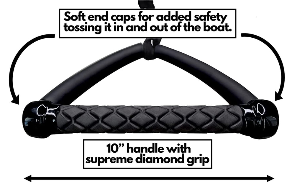 Shaka Pro close-up of 10 inch diamond-groove handle for superior wet grip