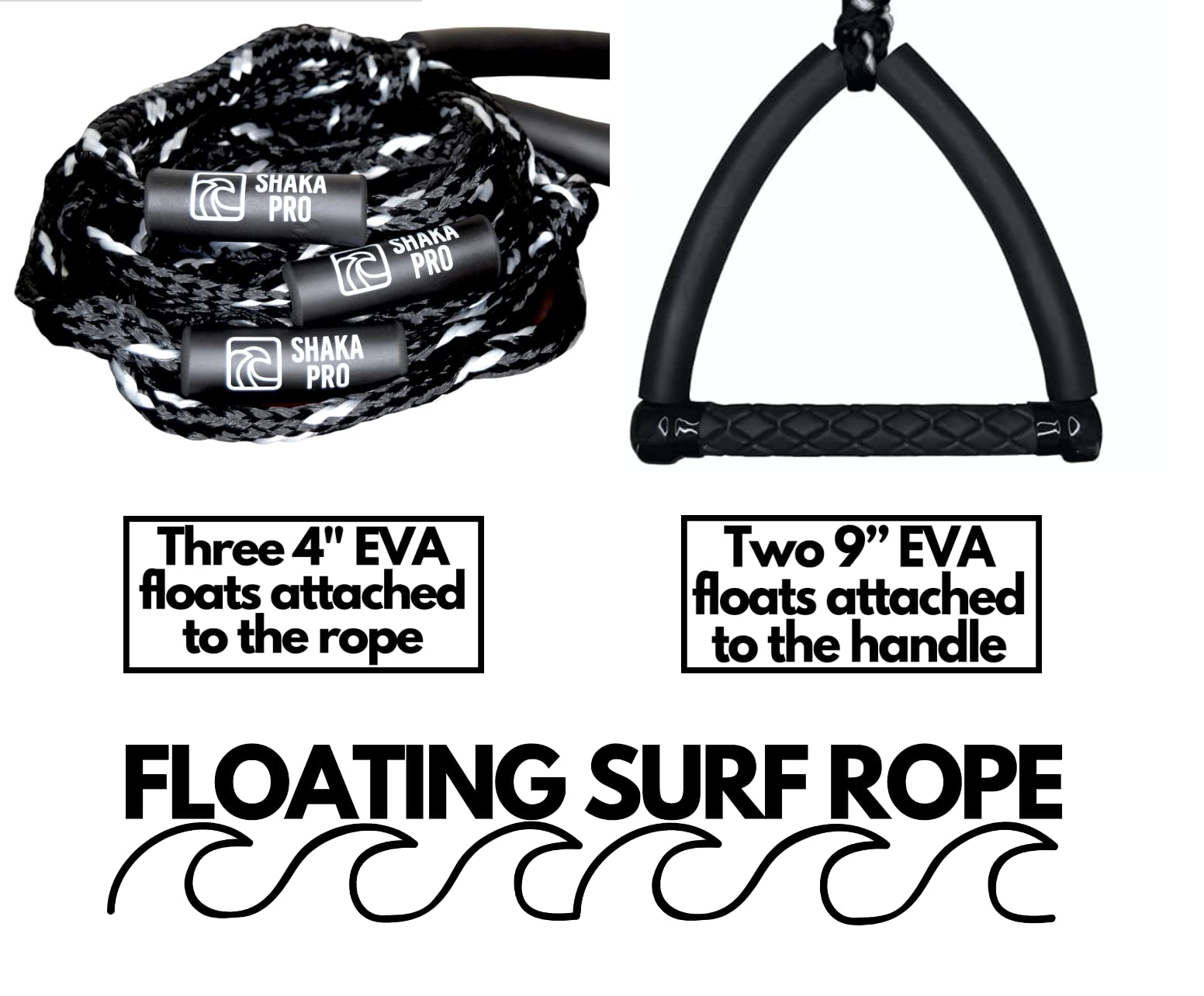 Shaka Pro rope knot hole detail showing four adjustment points for custom length
