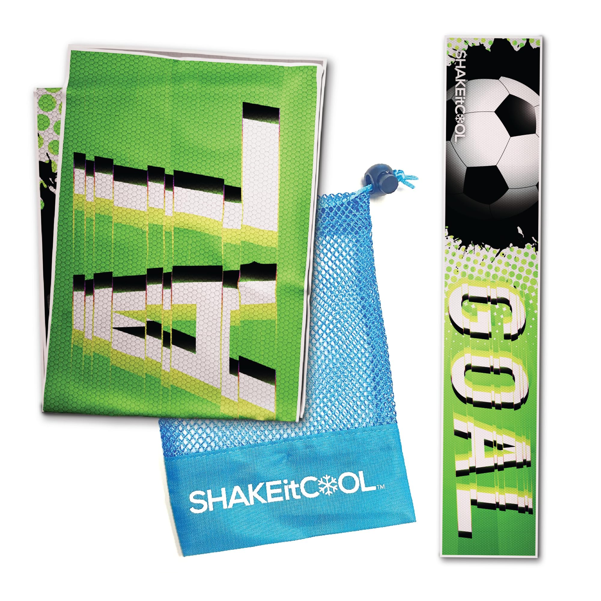 SHAKEitCOOL front packaging showing towel and pouch for portable cooling