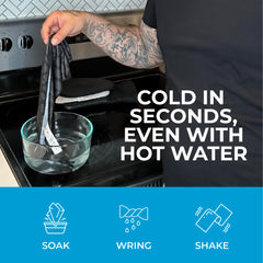 SHAKEitCOOL towel draped across shoulders offering wide coverage and sweat management