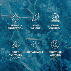 SHAKEitCOOL towel on forehead showing targeted heat-relief benefit